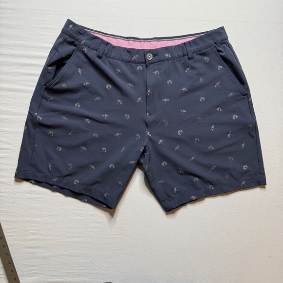 PUMA Arnold Palmer Golf Shorts Mens 40 Blue Umbrella Print‎ Stretch Performance - Picture 1 of 8